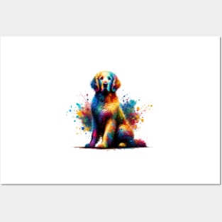 Curly-Coated Retriever in Colorful Splash Artwork Posters and Art